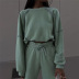 round neck long-sleeved casual loose high waist solid color top and pant suit NSCOK136873