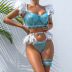 sexy feathers sling high waist slim wrap chest contrast color underwear four-piece set NSHLN136877