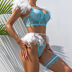 sexy feathers sling high waist slim wrap chest contrast color underwear four-piece set NSHLN136877