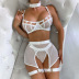 perspective suspenders sexy wrap chest high waist solid color underwear four-piece set NSHLN136889