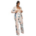 long sleeve high waist slim flower print blazer and pant set NSSFY136900