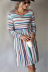 long sleeved round neck high waist striped dress NSLNZ136901