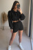 Hooded long Sleeve high waist casual Solid Color top and Shorts Suit NSLNZ136909