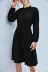 raglan sleeve lace-up round neck solid color dress NSLNZ136910