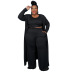 plus size leisure high waist long sleeve solid color top and pant three-piece suit NSLNW136918