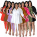 Plus Size long sleeve Lace-Up lapel short Solid Color Shirt Dress NSLNW136921