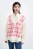 V-neck contrast color houndstooth loose knitted vest NSYXB136950