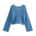 solid color long-sleeved V-neck faux jewelry button knitted crop cardigan NSYXB136960
