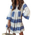 long sleeve printing loose bohemian large skirt dress NSONF136968