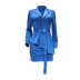 Conjunto informal de dos piezas de chaqueta y falda de traje con cuello en V en color liso NSONF136973
