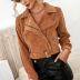 chaqueta corta de manga larga con cremallera lateral de pana de color liso NSYBL136984
