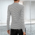 V-neck striped long-sleeved knitted slim T-shirt NSYBL136985