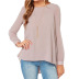 solid color round neck loose long-sleeved chiffon shirt NSYBL136988