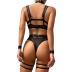 solid color see-through mesh chain decor four-piece underwear set NSHLN136990