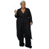 plus size solid color top pants and jacket three-piece set NSLNW137018