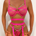 solid color see-through chain garter multi-piece underwear set NSSSW137020