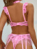 solid color lace hollow embroidery backless suspenders three-piece underwear set NSSSW137029