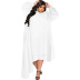 plus size long-sleeved solid color hem slant chiffon dress NSLNW137046