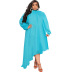 plus size long-sleeved solid color hem slant chiffon dress NSLNW137046