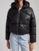 chaqueta de algodón con capucha y cordón suelto de cuero PU de color sólido NSYXB137057