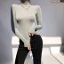 solid color high-neck slim high-waisted long-sleeved T-shirt NSYXB137058