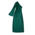 solid color single sleeve asymmetric silk satin texture dress NSYXB137069