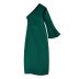 solid color single sleeve asymmetric silk satin texture dress NSYXB137069