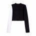 solid color slimming rib knit skirt and bow color stitching knitted sweater NSYXB137072