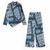 camisa y pantalones drapeados con estampado de bufanda NSYXB137073