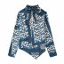 scarf pattern printing drape shirt and trousers NSYXB137073