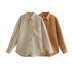 solid color Corduroy retro lapel single-breasted mid-length pocket shirt NSYXB137074