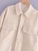chaqueta de camisa de cuero de PU de manga larga con solapa de color sólido NSYXB137075