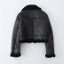 simple style faux leather faux fur stitching long sleeve jacket NSYXB137076