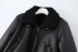 chaqueta de manga larga con costuras de piel sintética de estilo simple NSYXB137076