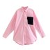 camisa holgada de manga larga con solapa y bolsillo con costuras de color en contraste NSYXB137082