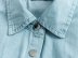 solid color lapel long-sleeved crop denim shirt NSYXB137084