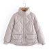 chaqueta de algodón de manga larga con cuello de rejilla de diamantes en color liso NSYXB137091