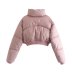 chaqueta corta de algodón con cremallera completa y manga larga con cuello alto en color liso NSYXB137092