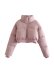 solid color turtleneck long sleeve full zipper crop cotton jacket NSYXB137092