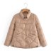 solid color long sleeve lapel embossed crop cotton jacket NSYXB137093