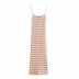 striped long sleeve knitted cardigan and striped knitted slip dress NSYXB137094