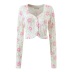 tie-dye printed slim V-neck single-breasted knitted cardigan NSYXB137101