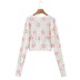 tie-dye printed slim V-neck single-breasted knitted cardigan NSYXB137101