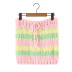 Conjunto de cárdigan y falda corta de suéter de punto de línea gruesa hecho a mano con arcoíris a juego de colores NSYXB137104