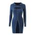 solid color knitted long-sleeved irregular sweater button tube top dress set NSYXB137109