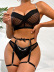 solid color see-through metal chain decor hollow bow underwear set NSSSW137115