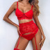 lace embroidery solid color with underwire three-piece underwear set NSSSW137116