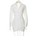 solid color lapel button long sleeve sheath dress NSWWW137143