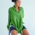 solid color lapel long-sleeved loose sweatshirt NSWWW137147