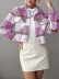 lapel single-breasted plaid crop shirt coat NSNCK137150